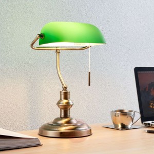 Milenka - lampa biurkowa z zielonym kloszem