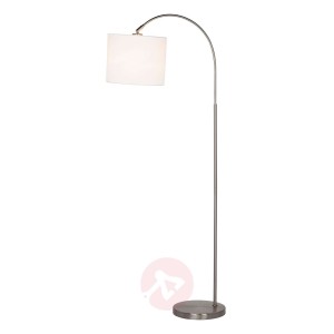 Łukowa lampa podłogowa Mateji, biały klosz