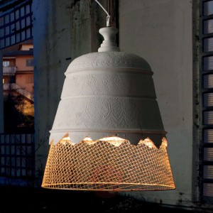 Gipsowa lampa wisząca Domenica, złota, 50 cm