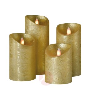Świeca słupkowa LED Shine, 4 szt., Ø 7,5 cm, złota