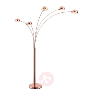 5-punktowa lampa stojąca Pelin klosze kolor miedzi