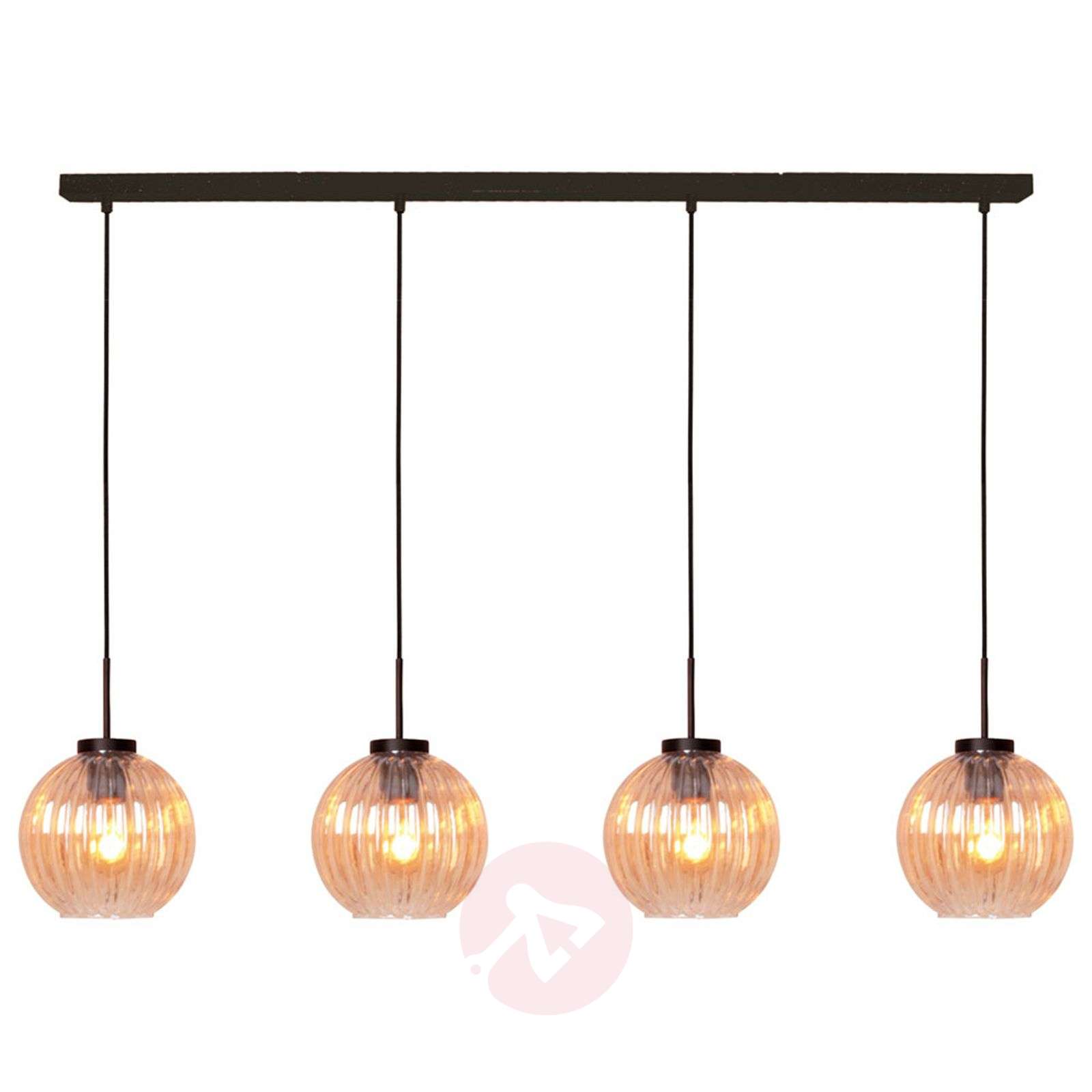 Lampa wisząca Zucca, 4-punktowa, bursztynowa