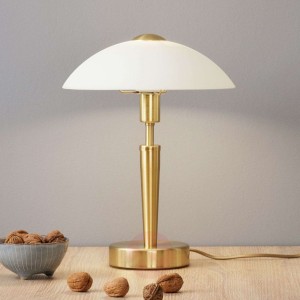 Lampa stołowa Salut mosiądz biała