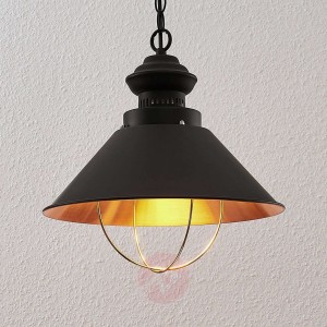 Lampa wisząca Aloisia z klatką, czarno-miedziana