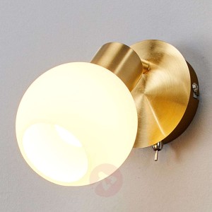 Jednopunktowa lampa ścienna LED ELAINA, mosiężna