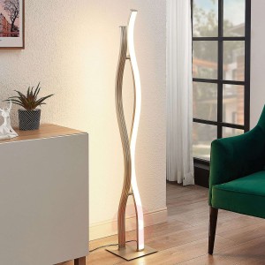 Lucande Mairia lampa stojąca LED falista aluminium