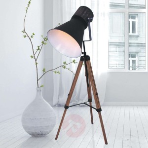 Trójnożna lampa stojąca Hoody z drewna i metalu
