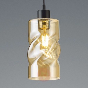 Lampa wisząca Swirl ze szkła,1-pkt., bursztynowa