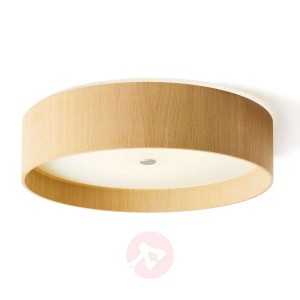 Okrągła lampa sufitowa LED LARAwood z białego dębu