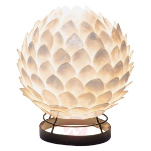 Bali – piękna lampa stołowa z białych muszli