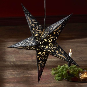 Papierowa gwiazda Blaze 5-ramienna, wzór, czarna