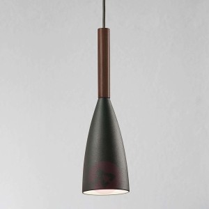 Lampa wisząca Pure z elementem drewnianym, szara
