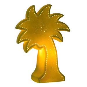 Zielona, dekoracyjna lampa stołowa Palm z ceramiki