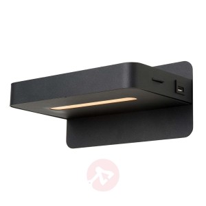 Czarny kinkiet LED Atkin ze złączem USB