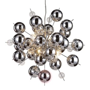 Lampa wisząca Wakusei, szkło, 65 cm, chrom