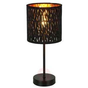 Lampa stołowa Tuxon z czarno-złotym kloszem
