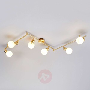 6-punktowa lampa sufitowa LED ELAINA, mosiężna