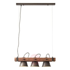 Lampa wisząca Plow 3-punktowa czarna/ciemne drewno