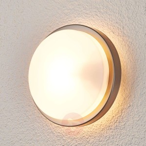 Okrągła zewnętrzna lampa ścienna Fero, stal