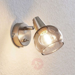 Lindby Almina lampa ścienna, kula szary dym 1-pkt.