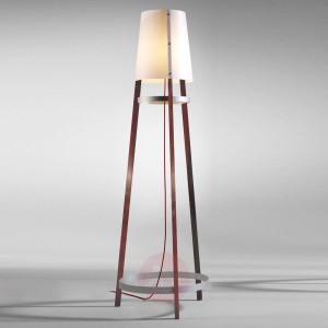 Lampa stojąca Wai Ting kabel czerwony kasztan olej