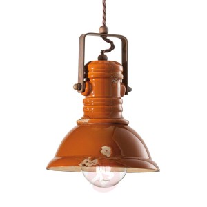 Lampa wisząca C1691, design industrialny,pomarańcz