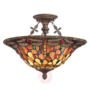 Elegancka lampa sufitowa Dragonfly w stylu Tiffany