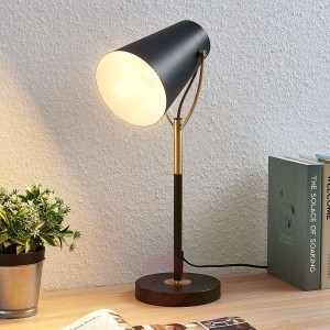Lampa stołowa Josh czarna z mosiężną dekoracją