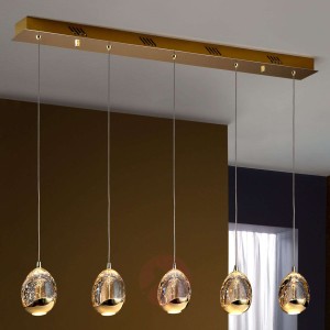 Lampa wisząca Rocio 5-pkt. pilot, złoto, belka
