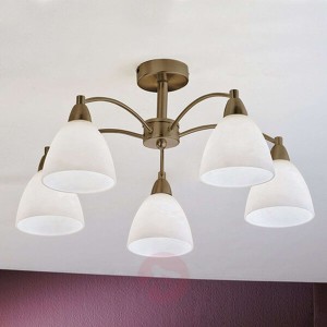 5-punktowa lampa sufitowa Kinga,postarzany mosiądz