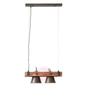 Lampa wisząca Plow 2-punktowa czarna/ciemne drewno