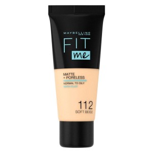 Maybelline Fit Me! Matte + Poreless Foundation (30 ml), #112 Soft Beige