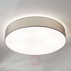 Szara lampa sufitowa Pasteri, lniany klosz, 76 cm