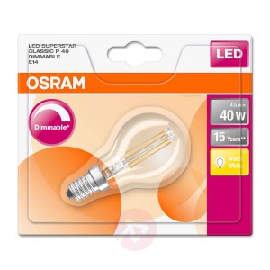 Żarówka kropla LED filament E14 4,5W, ściemniana
