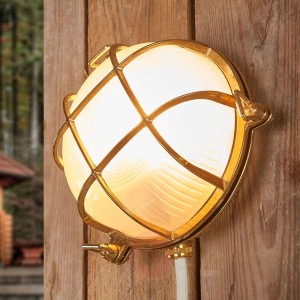 Zewn. lampa ścienna BENGT, okrągła, z mosiądzu