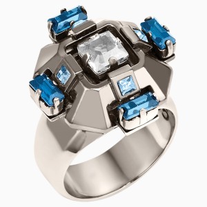 Cristaux Deco Ring, ruthenium plating