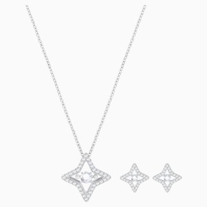 Sparkling Dance Star Set, White, Rhodium plated