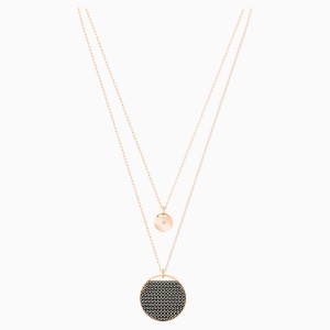 Ginger Layered Pendant, Gray, Rose-gold tone plated