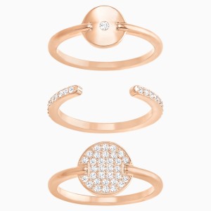 Ginger Ring Set, White, Rose-gold tone plated