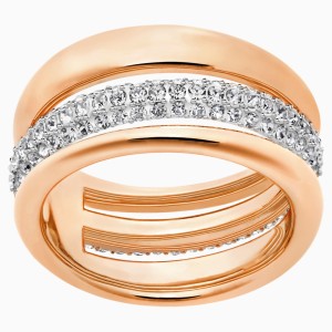 Exact Ring, White, Rose-gold tone plated