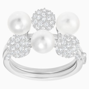 Fundamental Double Ring, White, Rhodium Plating