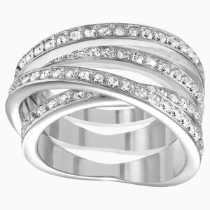 Spiral Ring, White, Rhodium Plating