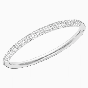 Stone Bangle, White, Stainless steel