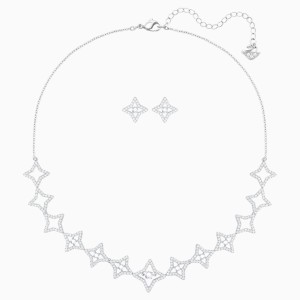 Sparkling Dance Star Set, Medium, White, Rhodium plating