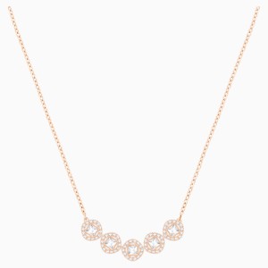 Angelic Square Necklace, White, Rose-gold tone plated