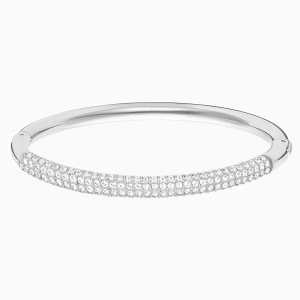 Stone Bangle, White, Stainless steel