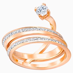 Fresh Ring, Medium, White, Rose-gold tone plated