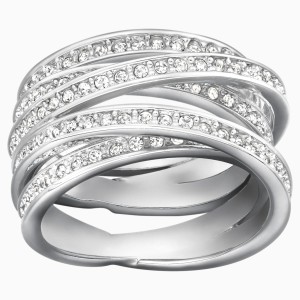 Spiral Ring, White, Rhodium Plating