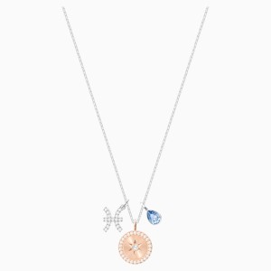 Wisiorek Zodiac, Ryby, niebieski, powlekany rodem