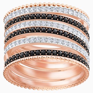Lollypop Ring, Black, Rose-gold tone plated